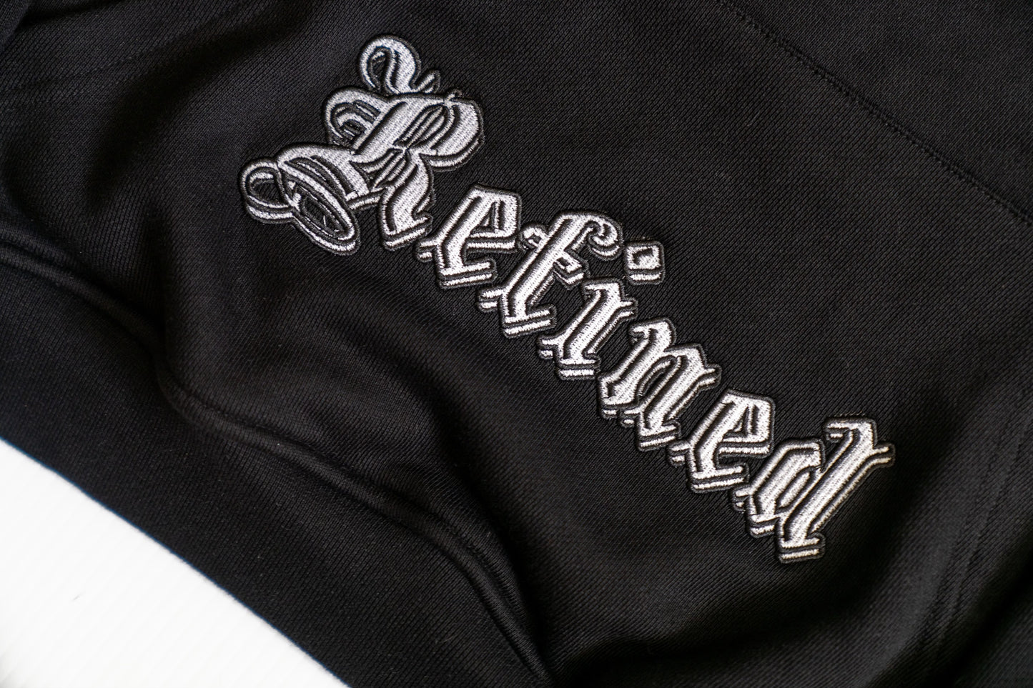 Refined Roots puff print embroidered hoodie
