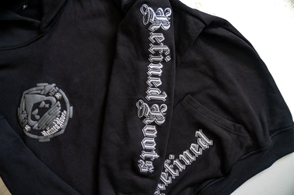 Refined Roots puff print embroidered hoodie